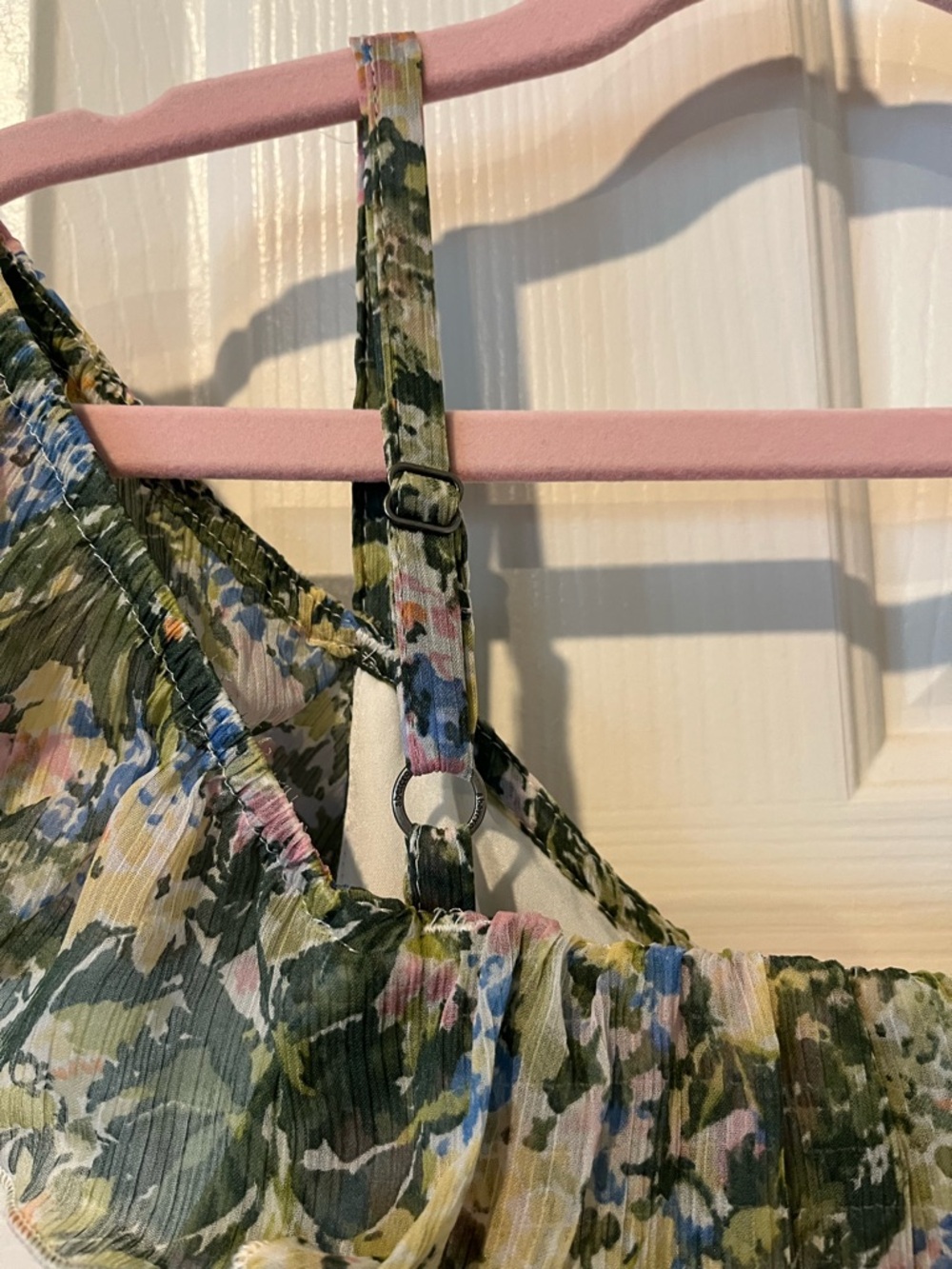 Abercrombie Kids Olive Green Floral Ruffle Dress with Pink & Blue Accents - Picture 8 of 11